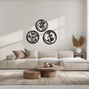 Floral Trio Metal Wall Art - Modern Botanical Circle Wall Decor- KAF168