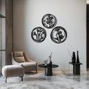 Floral Trio Metal Wall Art - Modern Botanical Circle Wall Decor- KAF168