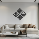 Four Elements Metal Wall Art - Modern Geometric Nature Decor- KAF173