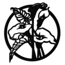 Floral Elegance Metal Wall Art - Modern Circular Flower Decor- KAF177