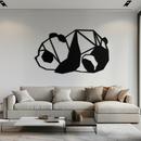 Geometric Sleeping Panda Metal Wall Art - Minimalist & Modern Decor - KAF195
