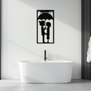 Romantic Couple Under Umbrella Metal Wall Art - Love & Rain-Inspired Decor - KAF199