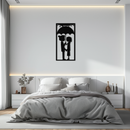 Romantic Couple Under Umbrella Metal Wall Art - Love & Rain-Inspired Decor - KAF199
