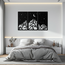 Mountain Nightscape Metal Wall Art - 3-Panel Modern Wall Decor - KAF202