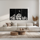 Mountain Nightscape Metal Wall Art - 3-Panel Modern Wall Decor - KAF202