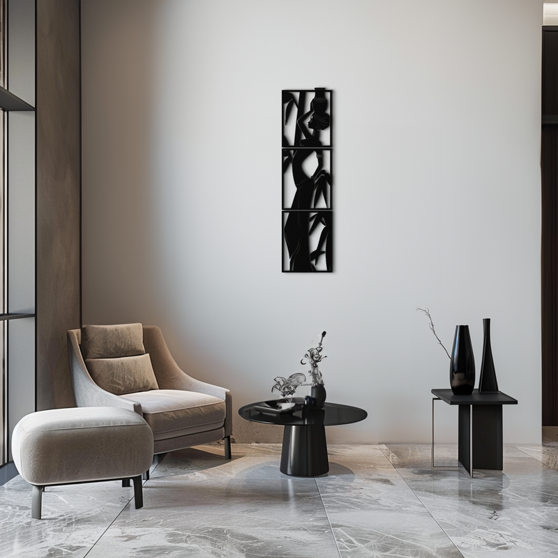 African Woman Metal Wall Art - Elegant Tribal Home Decor - KAF206