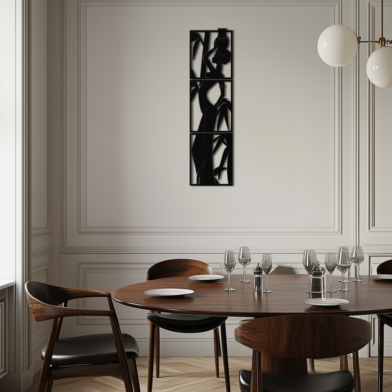 African Woman Metal Wall Art - Elegant Tribal Home Decor - KAF206