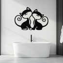 Romantic Cat Couple Metal Wall Art - Elegant Feline Silhouette Decor - KAF209