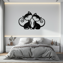 Romantic Cat Couple Metal Wall Art - Elegant Feline Silhouette Decor - KAF209