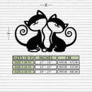 Romantic Cat Couple Metal Wall Art - Elegant Feline Silhouette Decor - KAF209