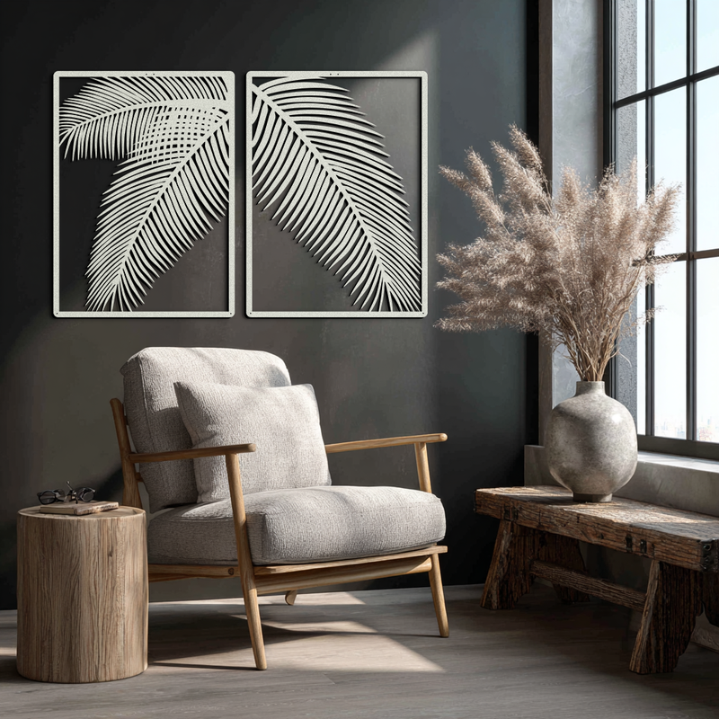 Palm Leaf Metal Wall Art – Tropical Minimalist Decor - KAF212
