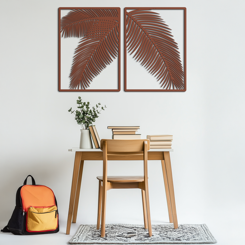 Palm Leaf Metal Wall Art – Tropical Minimalist Decor - KAF212
