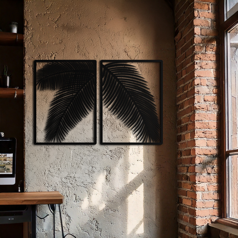 Palm Leaf Metal Wall Art – Tropical Minimalist Decor - KAF212