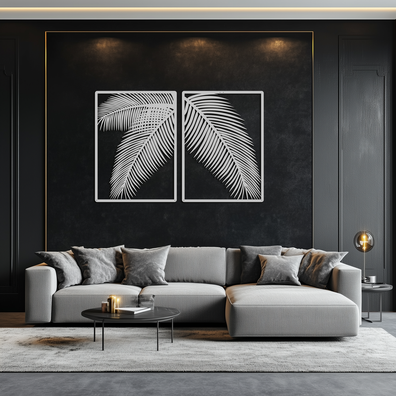 Palm Leaf Metal Wall Art – Tropical Minimalist Decor - KAF212