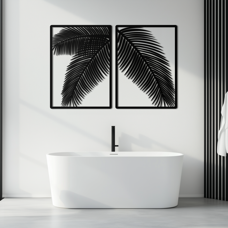 Palm Leaf Metal Wall Art – Tropical Minimalist Decor - KAF212