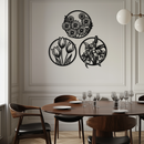 Floral Harmony Metal Wall Art - Set of Three Elegant Botanical Designs - KAF223