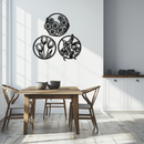 Floral Harmony Metal Wall Art - Set of Three Elegant Botanical Designs - KAF223