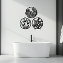 Floral Harmony Metal Wall Art - Set of Three Elegant Botanical Designs - KAF223
