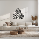 Floral Harmony Metal Wall Art - Set of Three Elegant Botanical Designs - KAF223