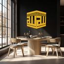 Kaaba Metal Wall Art - Kufi Allah Calligraphy Cube Design - KAF250