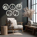Music Notes & Instruments Wall Art - Modern Metal Music Decor- KAF257
