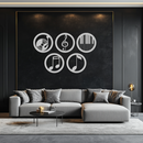 Music Notes & Instruments Wall Art - Modern Metal Music Decor- KAF257