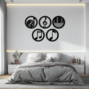 Music Notes & Instruments Wall Art - Modern Metal Music Decor- KAF257