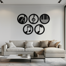 Music Notes & Instruments Wall Art - Modern Metal Music Decor- KAF257