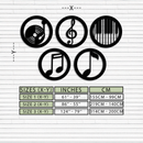 Music Notes & Instruments Wall Art - Modern Metal Music Decor- KAF257