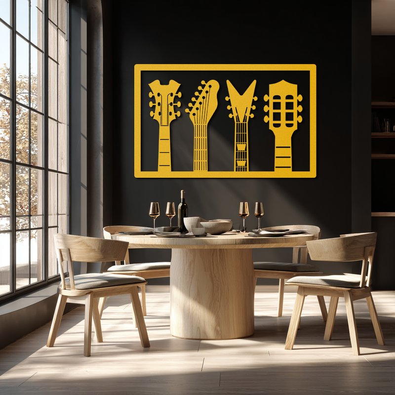 Guitar Neck Metal Wall Art - Modern Music Lover’s Decor- KAF258