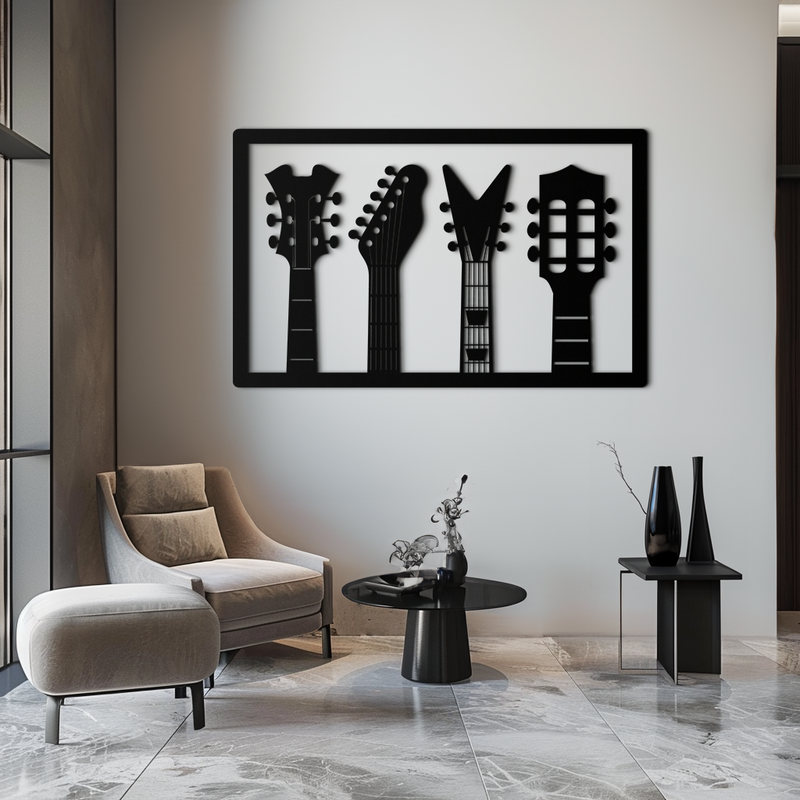 Guitar Neck Metal Wall Art - Modern Music Lover’s Decor- KAF258