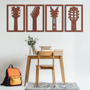 Guitar Headstock Metal Wall Art - 4-Piece Music Decor- KAF260