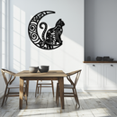 Moon & Cat Metal Wall Art – Mystical Feline Decor - KAF266