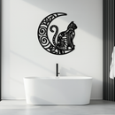 Moon & Cat Metal Wall Art – Mystical Feline Decor - KAF266