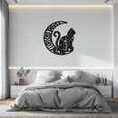 Moon & Cat Metal Wall Art – Mystical Feline Decor - KAF266