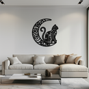 Moon & Cat Metal Wall Art – Mystical Feline Decor - KAF266