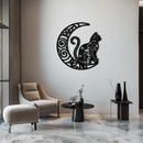 Moon & Cat Metal Wall Art – Mystical Feline Decor - KAF266