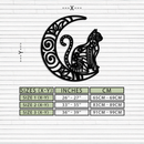 Moon & Cat Metal Wall Art – Mystical Feline Decor - KAF266