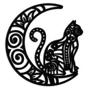 Moon & Cat Metal Wall Art – Mystical Feline Decor - KAF266