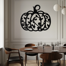 Ornamental Pumpkin Metal Wall Art - Elegant Halloween Vine Decor- KAF279