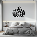 Ornamental Pumpkin Metal Wall Art - Elegant Halloween Vine Decor- KAF279