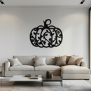 Ornamental Pumpkin Metal Wall Art - Elegant Halloween Vine Decor- KAF279