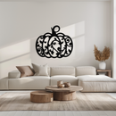Ornamental Pumpkin Metal Wall Art - Elegant Halloween Vine Decor- KAF279