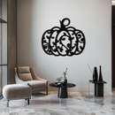 Ornamental Pumpkin Metal Wall Art - Elegant Halloween Vine Decor- KAF279