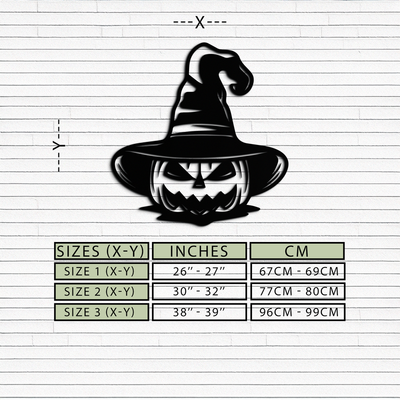 Witch Hat Pumpkin Metal Wall Art - Spooky Halloween Decor- KAF281