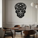 Halloween Skull Metal Wall Art - Intricate Floral Skull Decor- KAF283