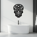 Halloween Skull Metal Wall Art - Intricate Floral Skull Decor- KAF283