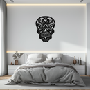 Halloween Skull Metal Wall Art - Intricate Floral Skull Decor- KAF283