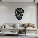 Halloween Skull Metal Wall Art - Intricate Floral Skull Decor- KAF283
