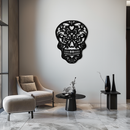 Halloween Skull Metal Wall Art - Intricate Floral Skull Decor- KAF283